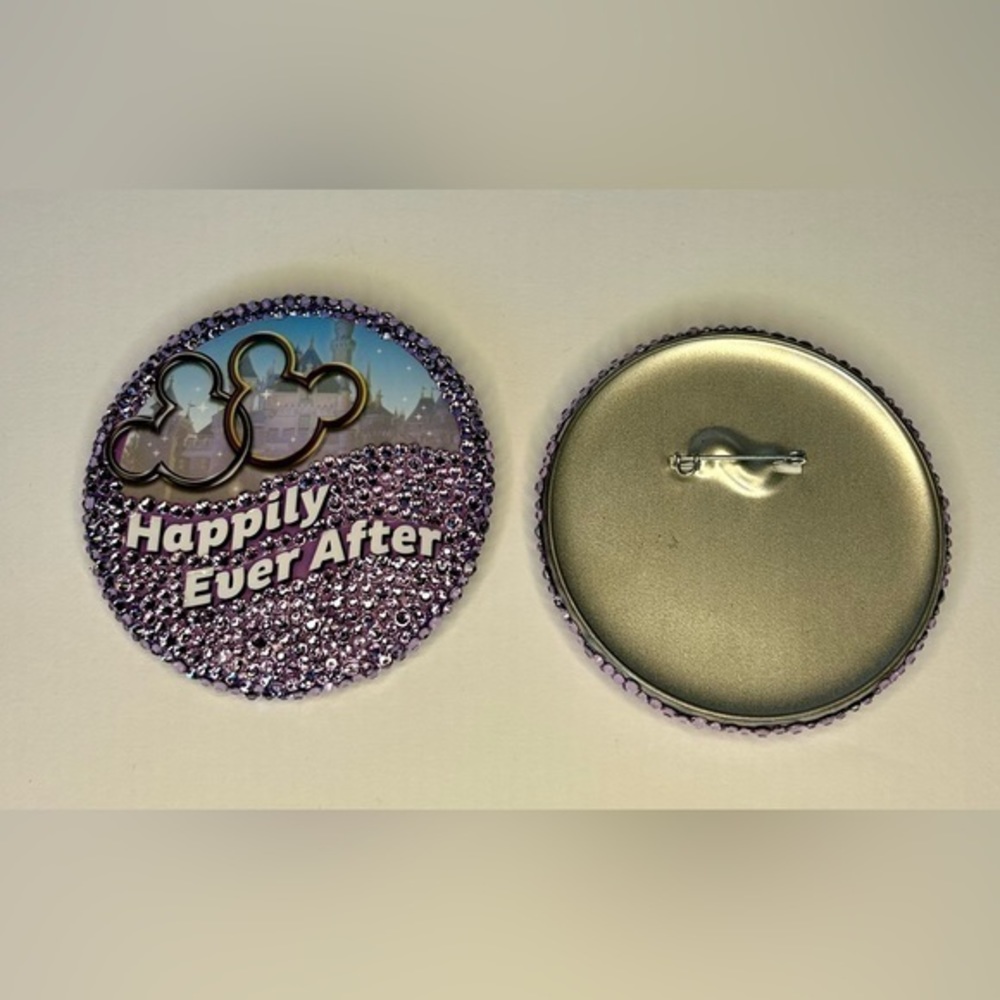 Disney World or Disneyland Castle Inspired ‘Happily Ever After’ Button Pin. - Picture 1 of 3